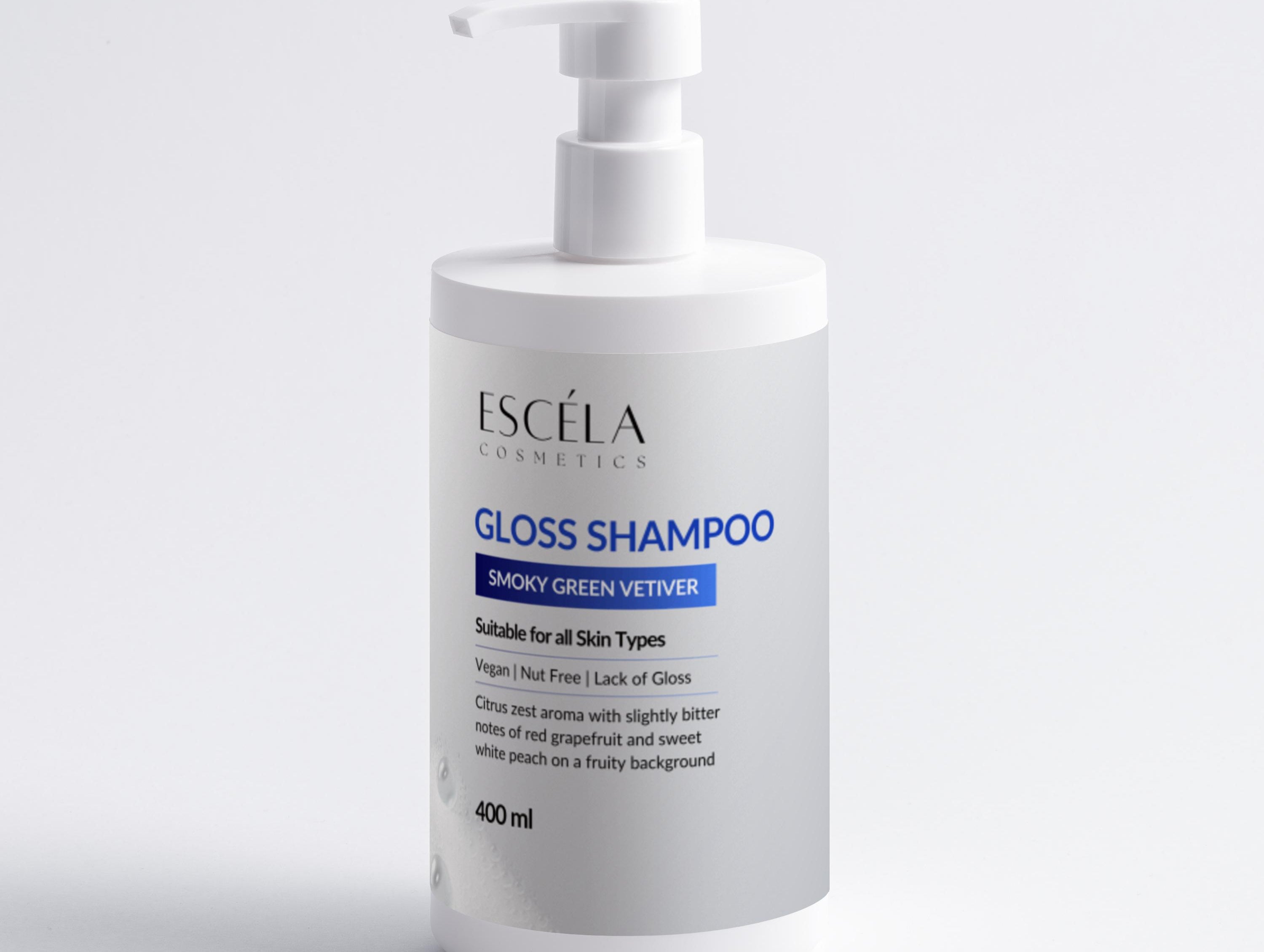 Gloss Shampoo, Smoky Green Vetiver - Escéla Cosmetics